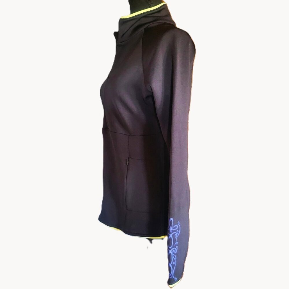Athleta Women's Black/Lime/Purple 1/4 Zip Fitted Fleece Pullover - Size M - Picture 6 of 11